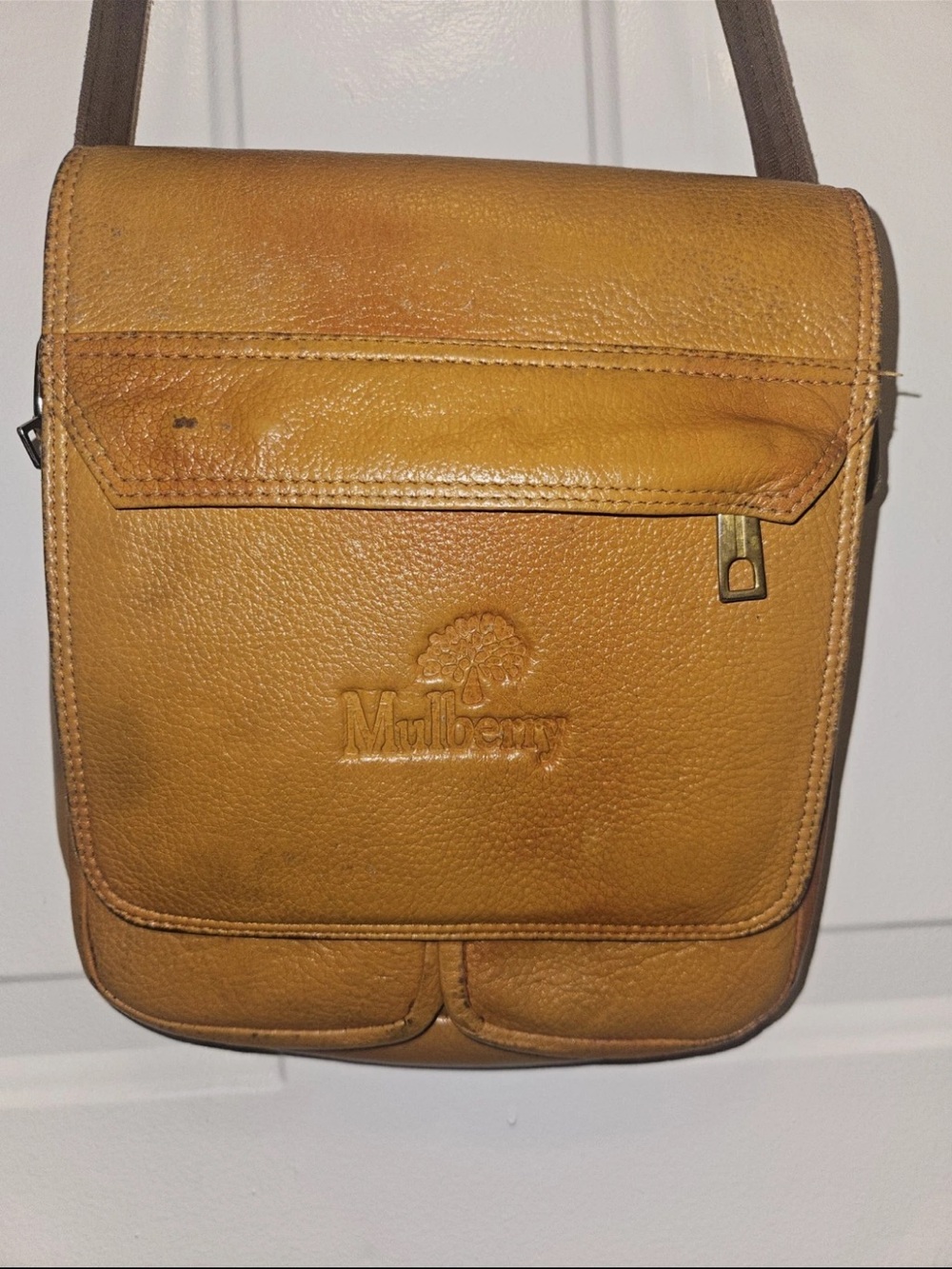 Mulberry Tan Leather Messenger Crossbody Bag